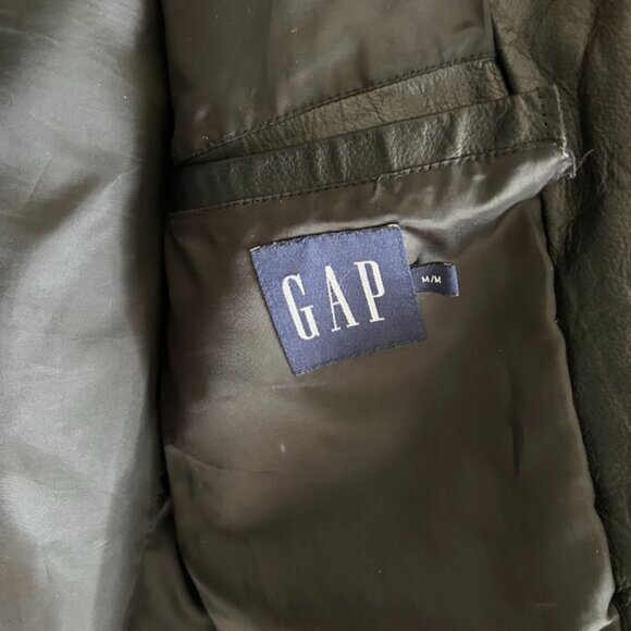 Vintage Y2K GAP Genuine Leather Blazer Jacket size M - Picture 10 of 14